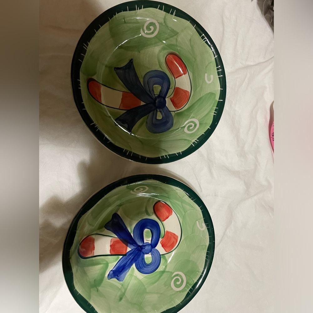 Studio 33 painted candy cane bowls Christmas